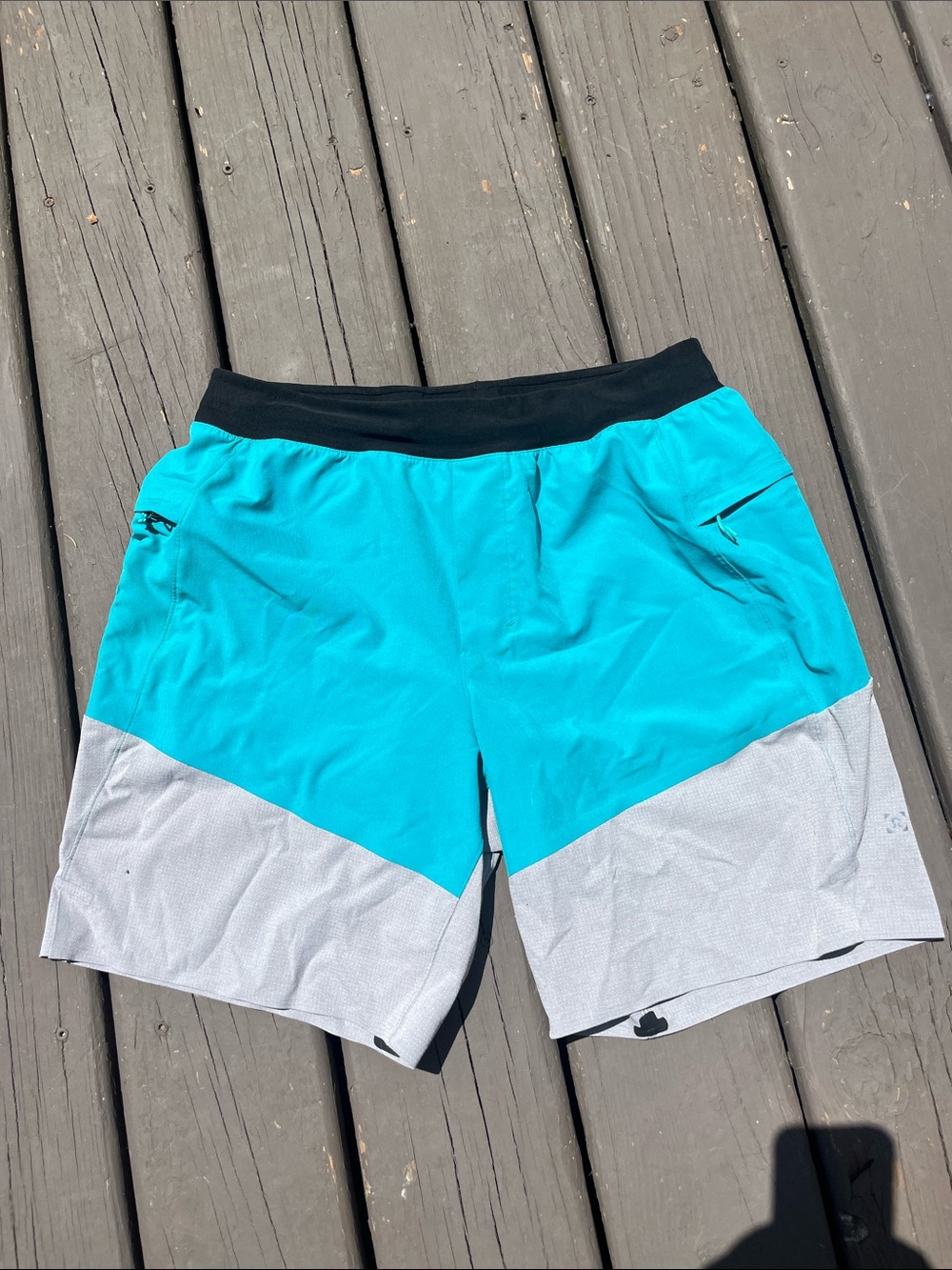 lululemon athletica Men’s Teal and Light Gray Swim/Board Shorts